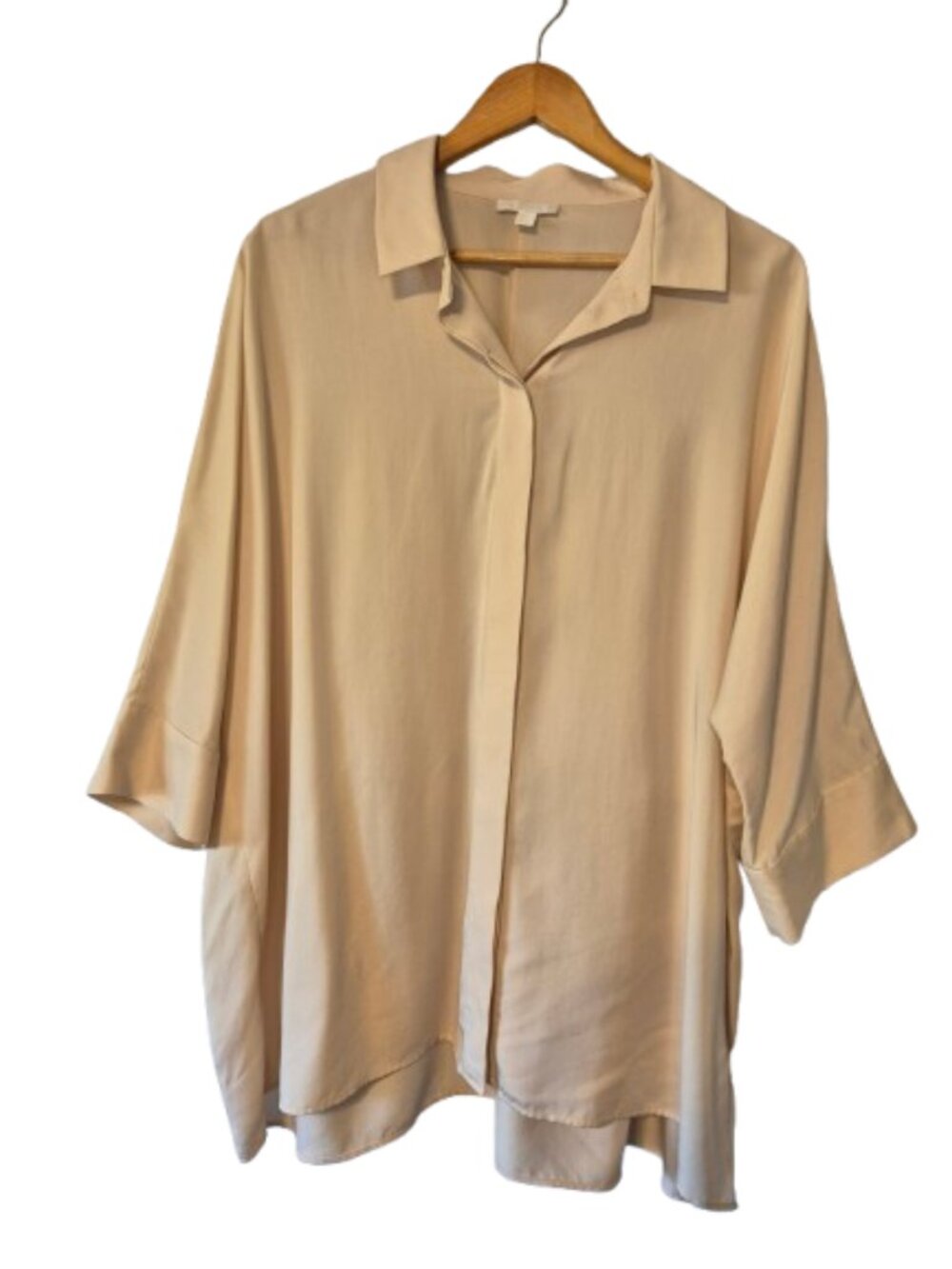COS Cream Oversized Button Front Blouse with Dolman Sleeves Size Medium